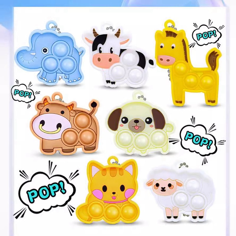 Animal Pop Fidget Toy Set Push Bubble Sensory Stress Relief Set 6