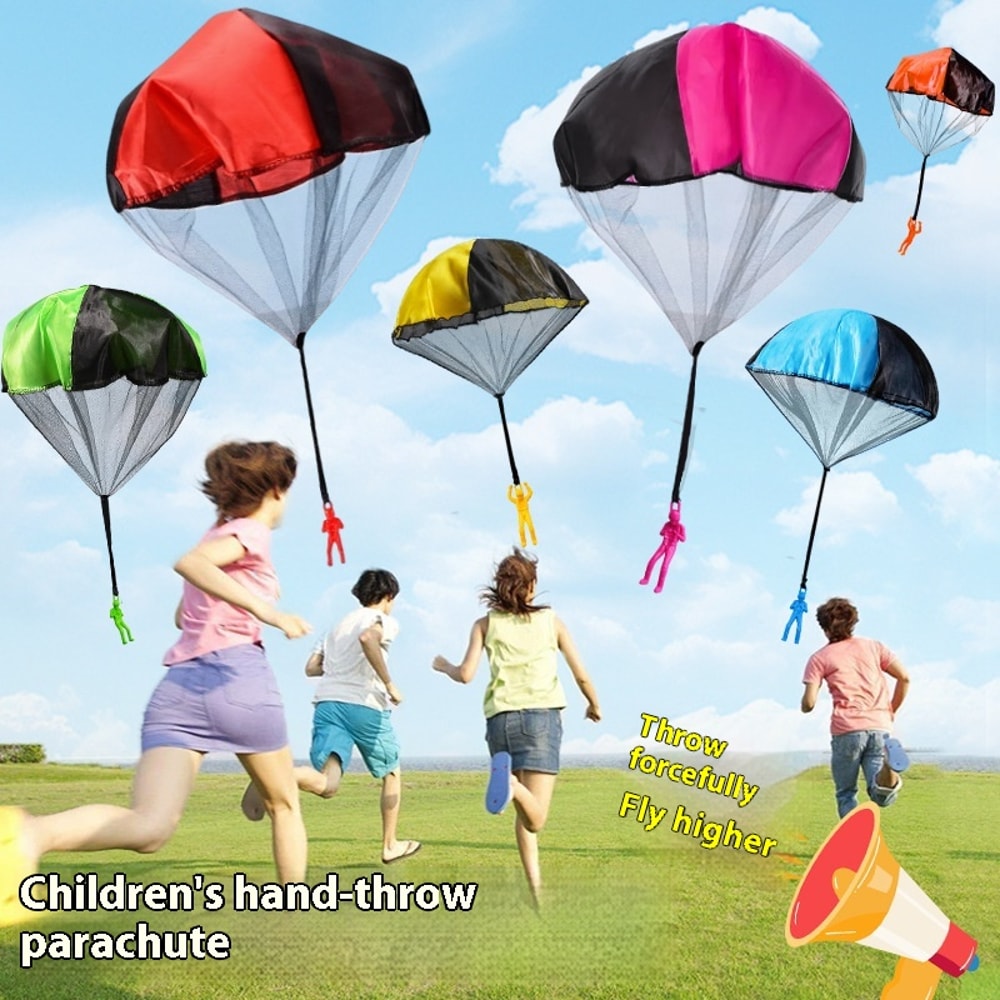 Hand Throw Parachute Toy for Kids Outdoor Flying Fun Tangle Free Play