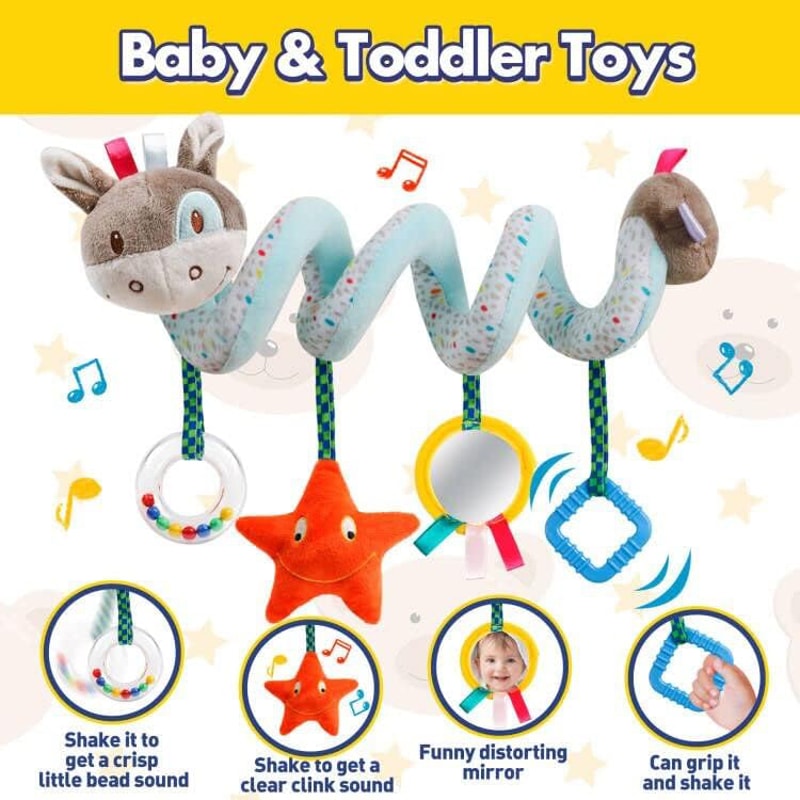 Spiral Baby Stroller Toy Sensory Activity Plush For Car Seat Crib And Travel 2