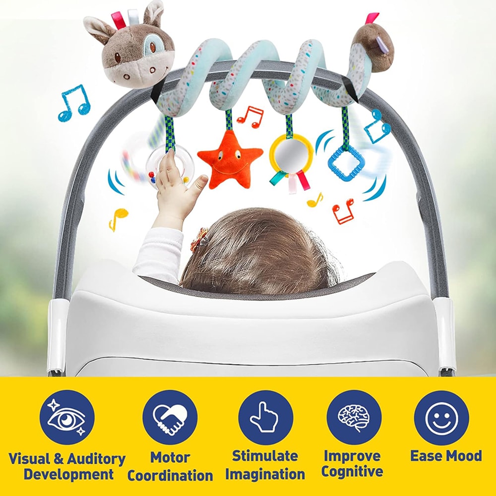 Spiral Baby Stroller Toy Sensory Activity Plush For Car Seat Crib And Travel 3