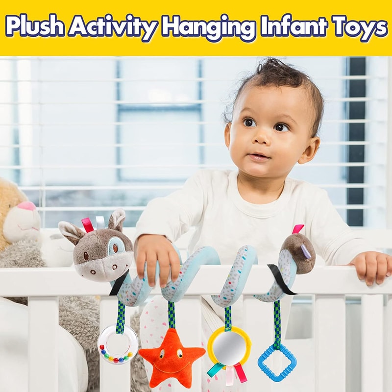 Spiral Baby Stroller Toy Sensory Activity Plush For Car Seat Crib And Travel 5