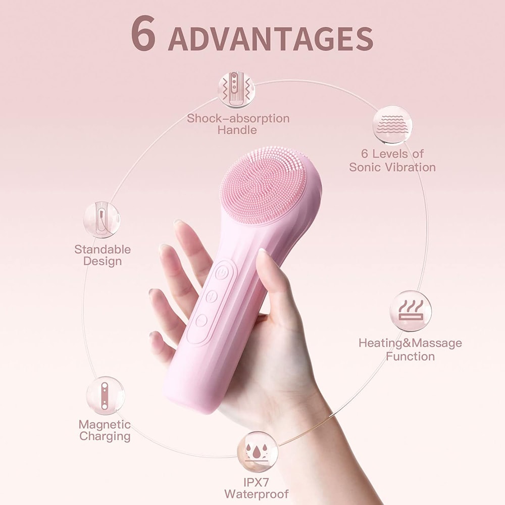 Sonic Waterproof Facial Cleansing Brush Rechargeable Deep Clean Face Scrubber 1
