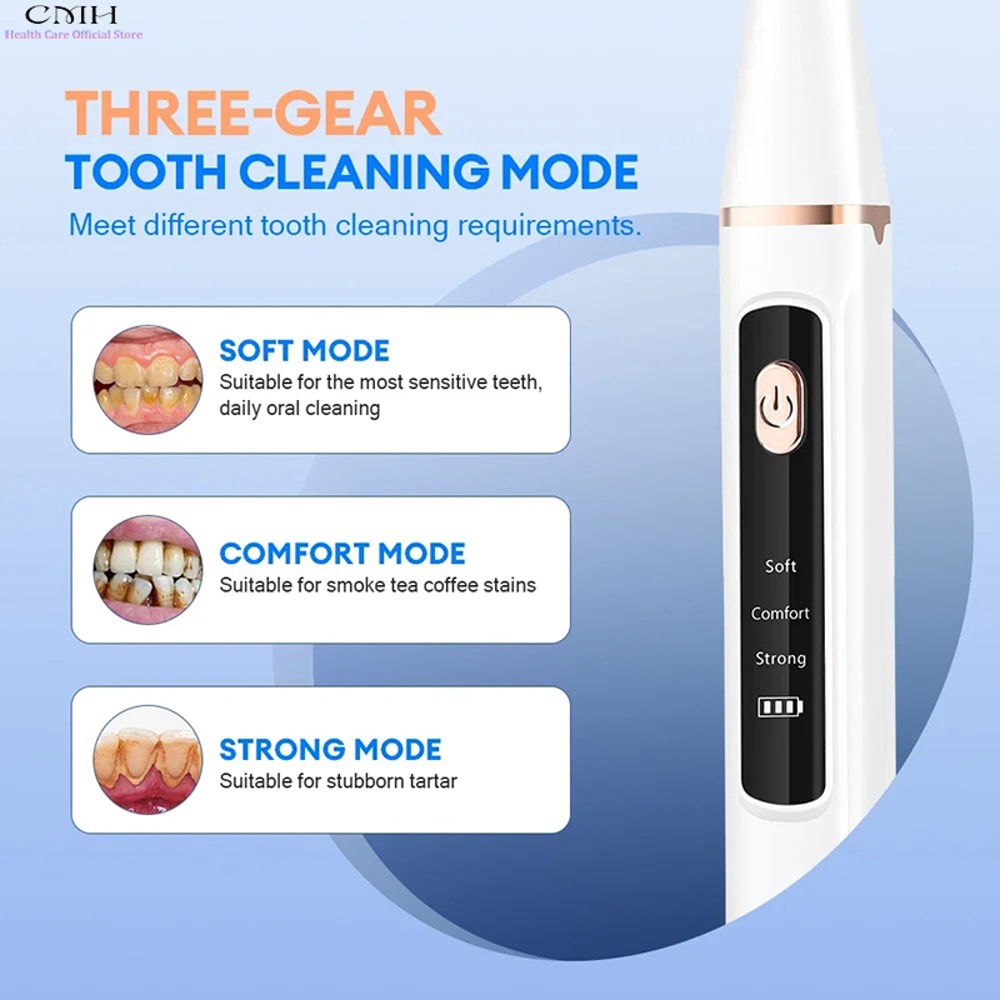 Ultrasonic Dental Water Flosser Portable Tartar Remover with Rechargeable Multi Mode Cleaning