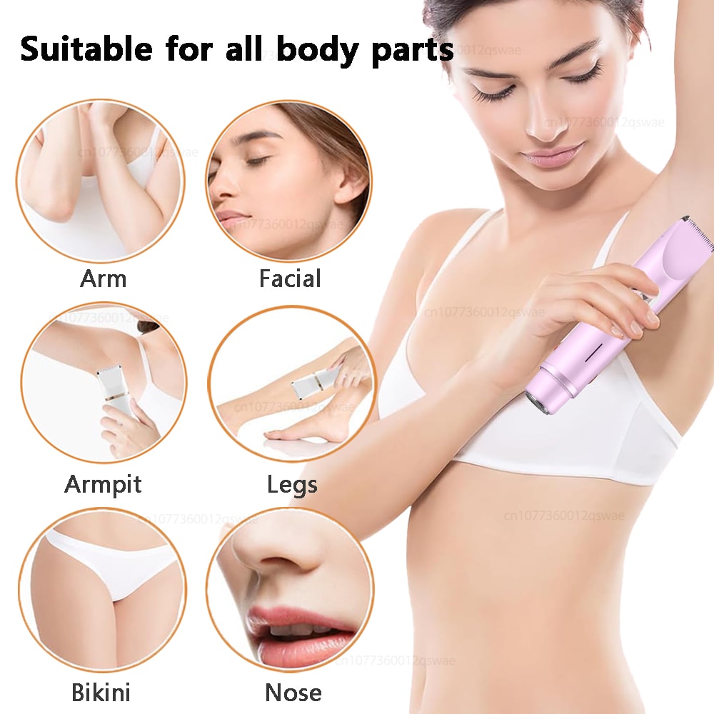 Waterproof Bikini Trimmer & Electric Shaver for Women Gentle Facial & Body Hair Remover