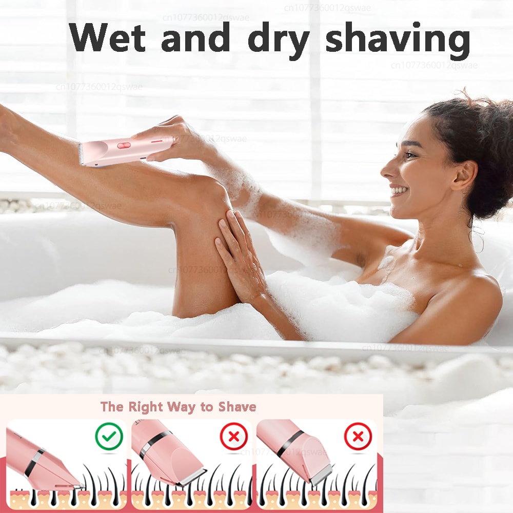 Waterproof Bikini Trimmer & Electric Shaver for Women Gentle Facial & Body Hair Remover
