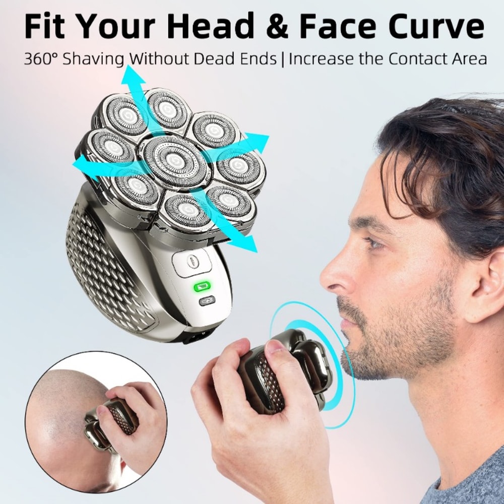 Flex Pro Electric Head Shaver For Men Wet Dry Rechargeable Bald Head Razor 1