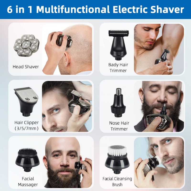 Flex Pro Electric Head Shaver For Men Wet Dry Rechargeable Bald Head Razor 3