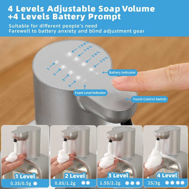 Smart Wall Mounted Automatic Soap Dispenser Touchless Foam Sensor Rechargeable