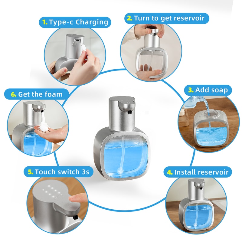 Smart Wall Mounted Automatic Soap Dispenser Touchless Foam Sensor Rechargeable