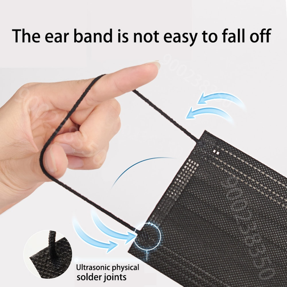 Disposable Black Face Masks Layer Breathable Filter Protection Individually Wrapped