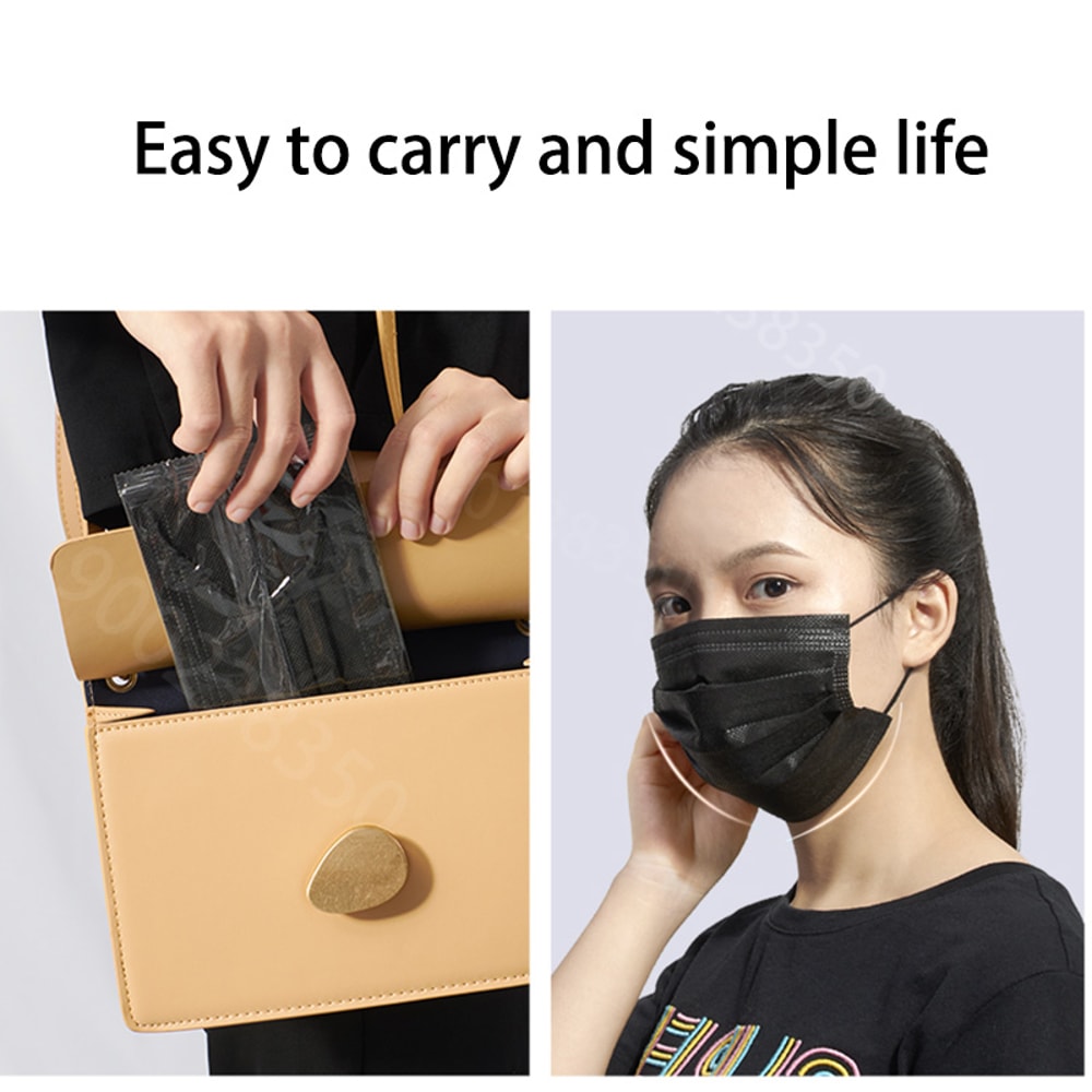 Disposable Black Face Masks Layer Breathable Filter Protection Individually Wrapped