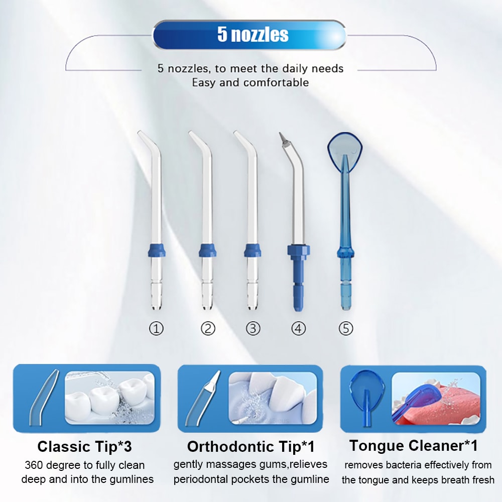 Advanced Water Flosser Oral Irrigator High Pressure Teeth Cleaner with Tips