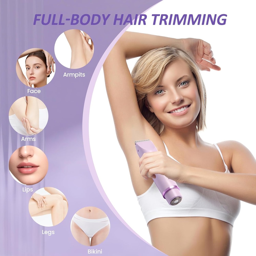Electric Bikini Trimmer & Body Shaver for Women Waterproof Wet Dry Grooming
