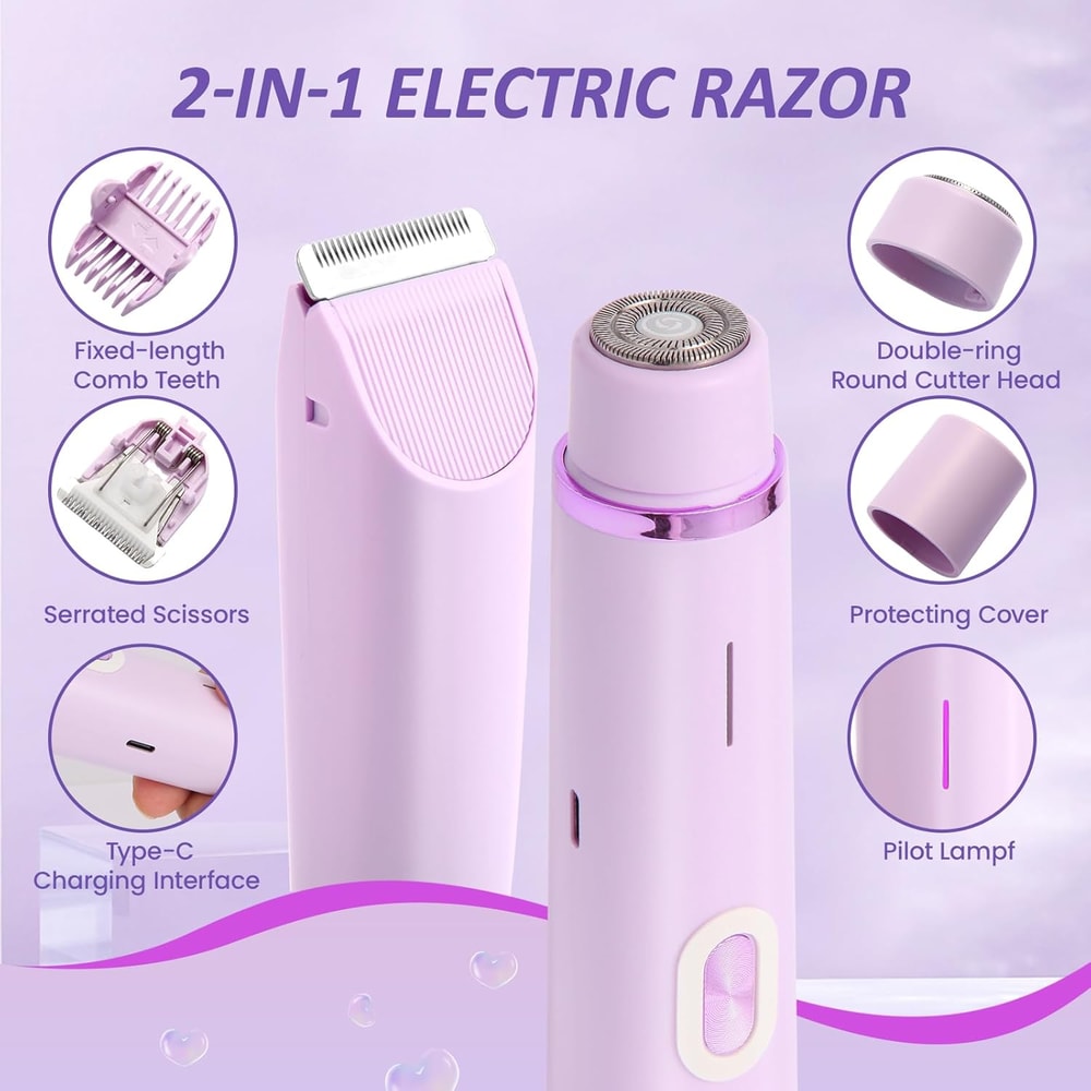 Electric Bikini Trimmer & Body Shaver for Women Waterproof Wet Dry Grooming