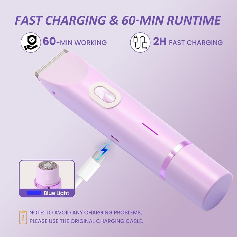 Electric Bikini Trimmer & Body Shaver for Women Waterproof Wet Dry Grooming
