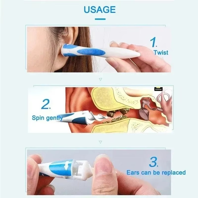 Silicone Ear Wax Remover Kit with Tips Safe Ear Cleaner Tool for Easy Hygiene