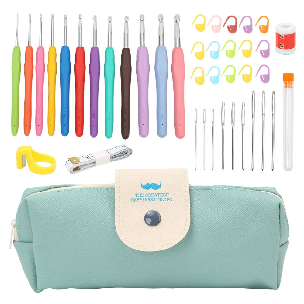 Ergonomic Crochet Hook Set Extra Long Kit With Soft Grip Crochet Needles For Beginners Pros 0
