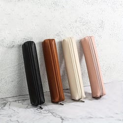 mini faux leather makeup & pencil case portable cosmetic organizer pouch