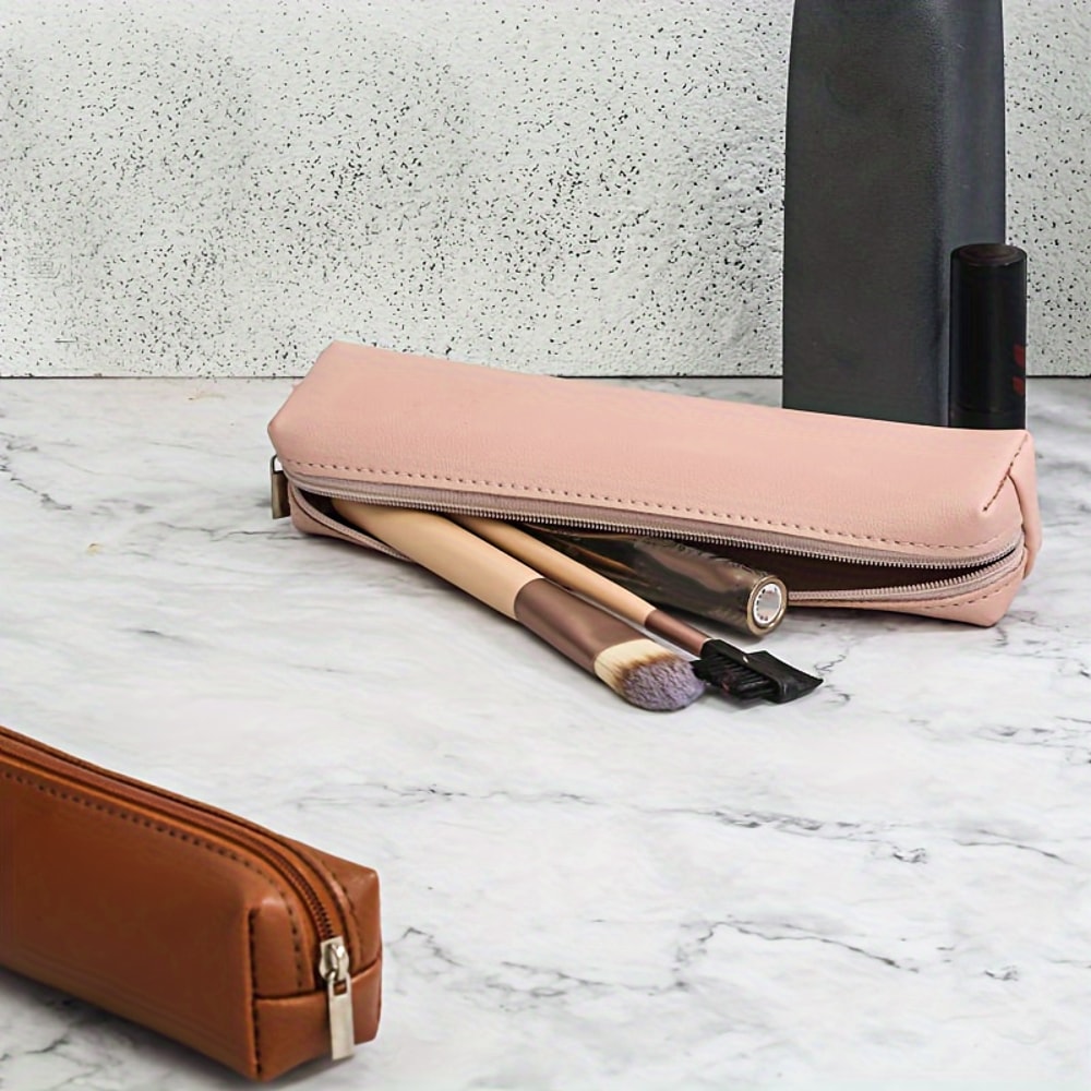 Mini Faux Leather Makeup Pencil Case Portable Cosmetic Organizer Pouch 1