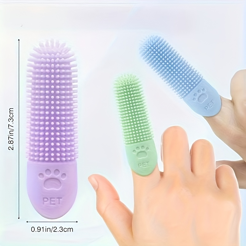 Silicone Finger Pet Toothbrush for Dogs & Cats Gentle Oral Care Cleaner