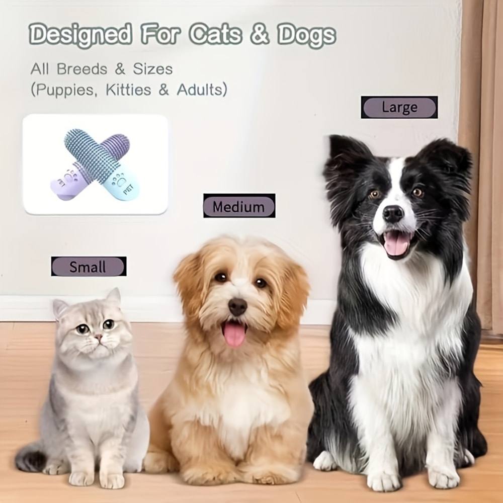 Silicone Finger Pet Toothbrush for Dogs & Cats Gentle Oral Care Cleaner
