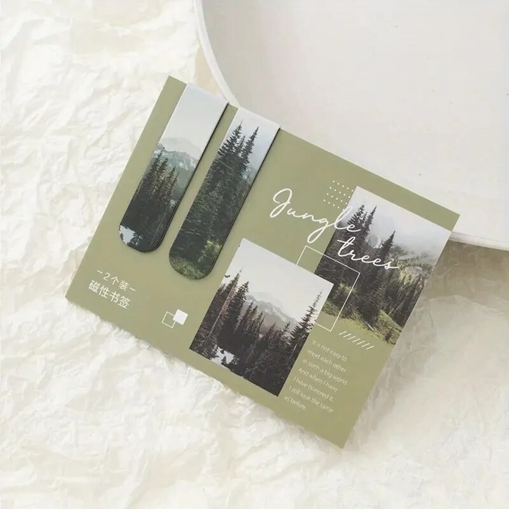 Magnetic Forest Landscape Bookmarks Set for Readers and Book Lovers