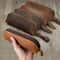 Vintage Leather Pencil Case Organizer Zipper Pouch for Pens Glasses Stationery