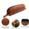 Vintage Leather Pencil Case Organizer Zipper Pouch for Pens Glasses Stationery