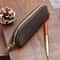 Vintage Leather Pencil Case Organizer Zipper Pouch for Pens Glasses Stationery