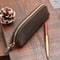 Vintage Leather Pencil Case Organizer Zipper Pouch for Pens Glasses Stationery
