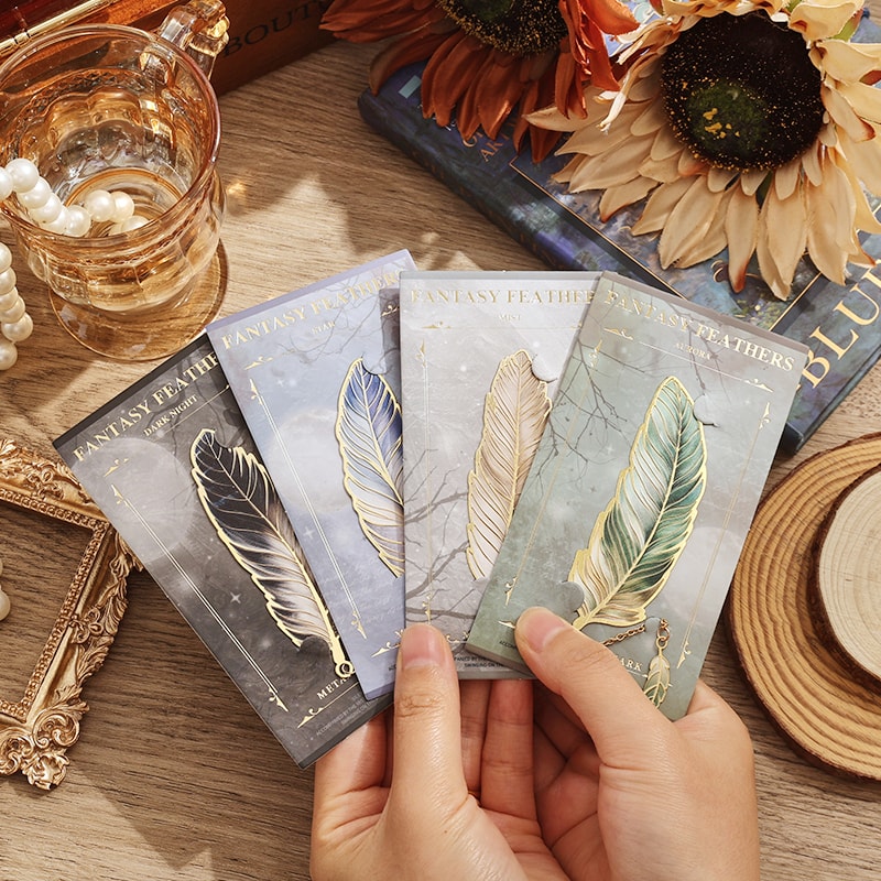 Vintage Feather Metal Bookmark With Chain Elegant Feather Bookmark Gift For Readers 2
