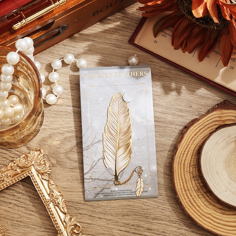 Vintage Feather Metal Bookmark With Chain Elegant Feather Bookmark Gift For Readers 5
