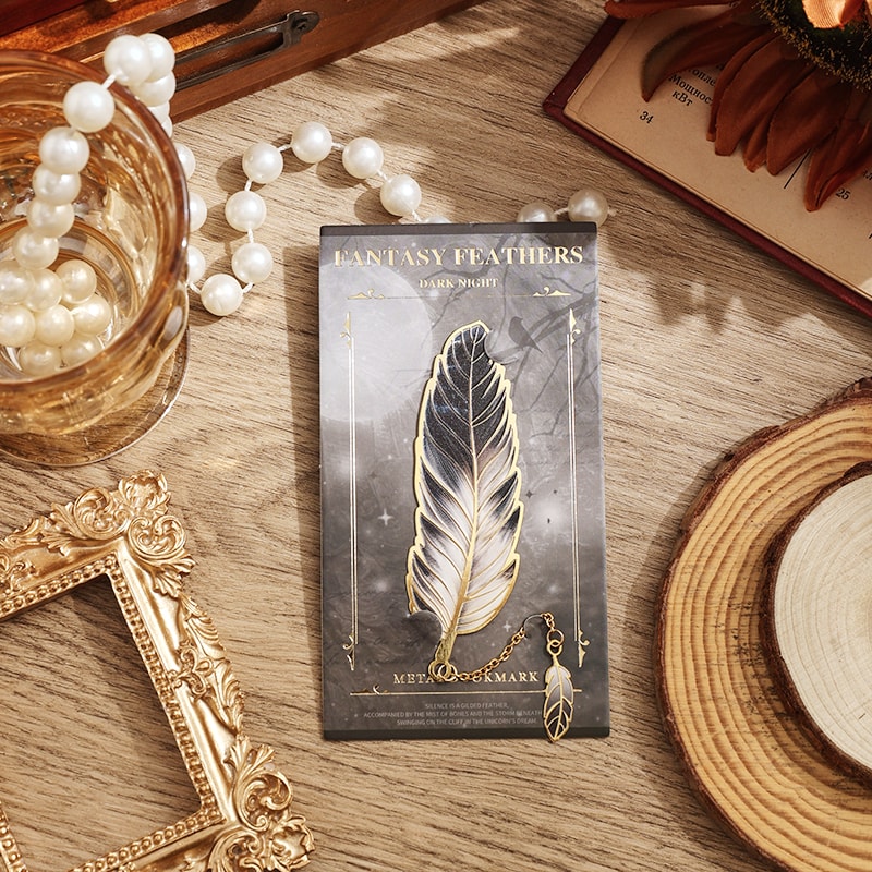 Vintage Feather Metal Bookmark With Chain Elegant Feather Bookmark Gift For Readers 6