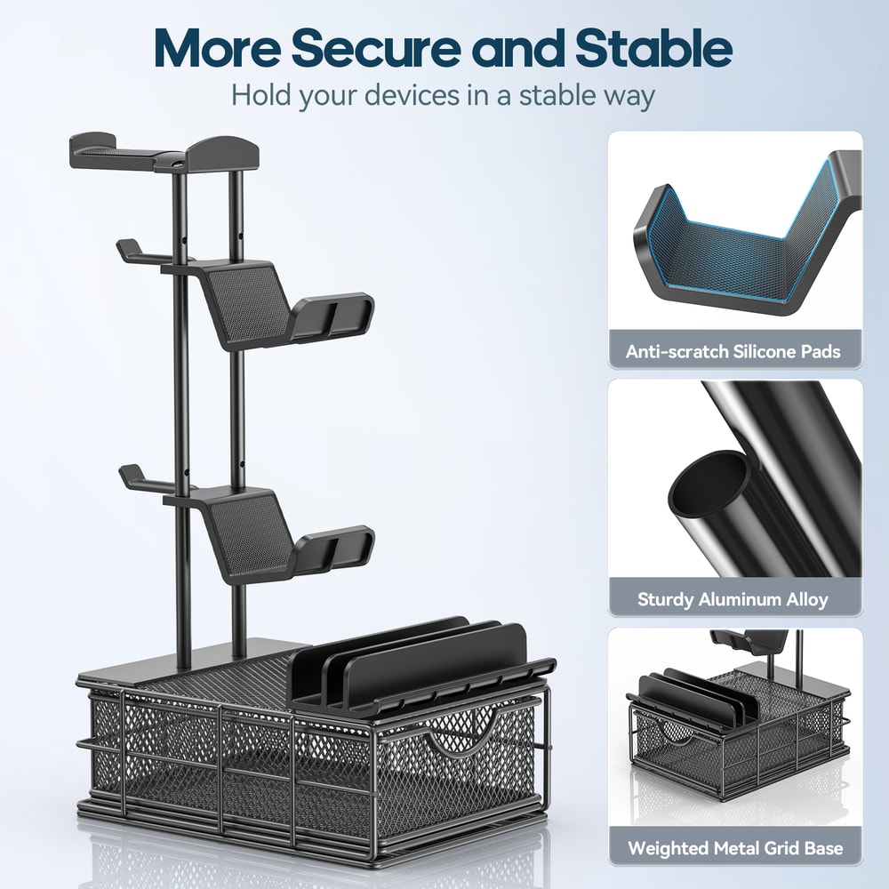 Gaming Headphone Stand with Drawer Desk Organizer & Controller Holder