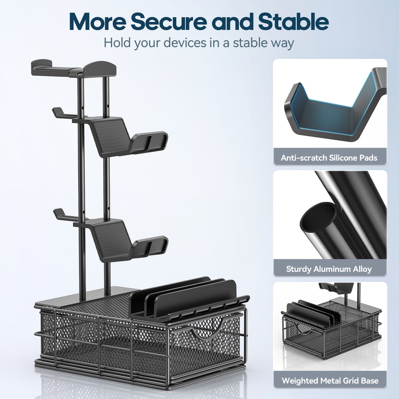 Gaming Headphone Stand with Drawer Desk Organizer & Controller Holder
