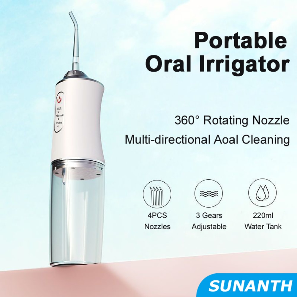 Portable Cordless Water Flosser USB Rechargeable Oral Irrigator with Tips & Cleaning Modes