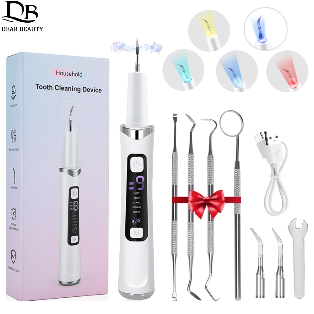 Ultrasonic Tooth Cleaner With LED Light Level Dental Scaler For Plaque Tartar Removal 0
