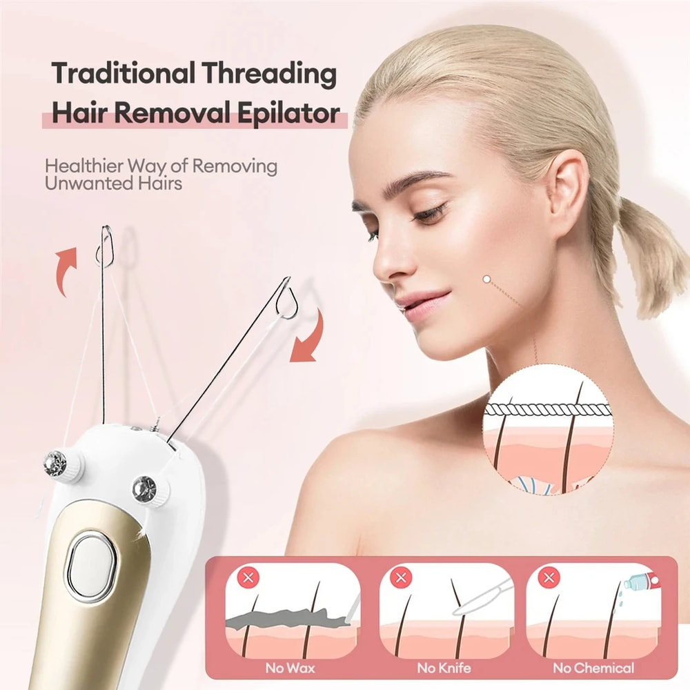SilkGlide Electric Threading Epilator for Face & Body Hair Removal