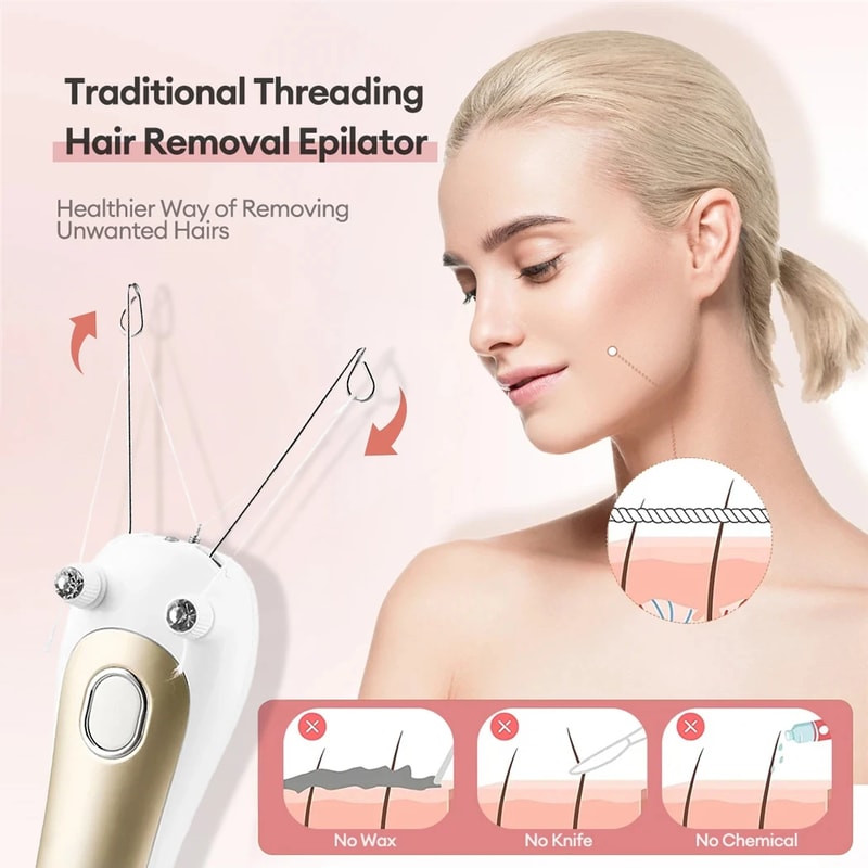SilkGlide Electric Threading Epilator for Face & Body Hair Removal