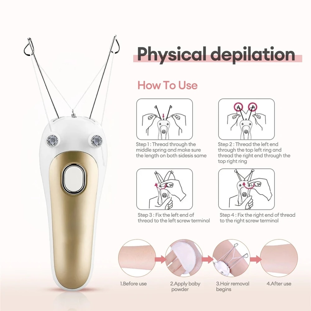 SilkGlide Electric Threading Epilator for Face & Body Hair Removal