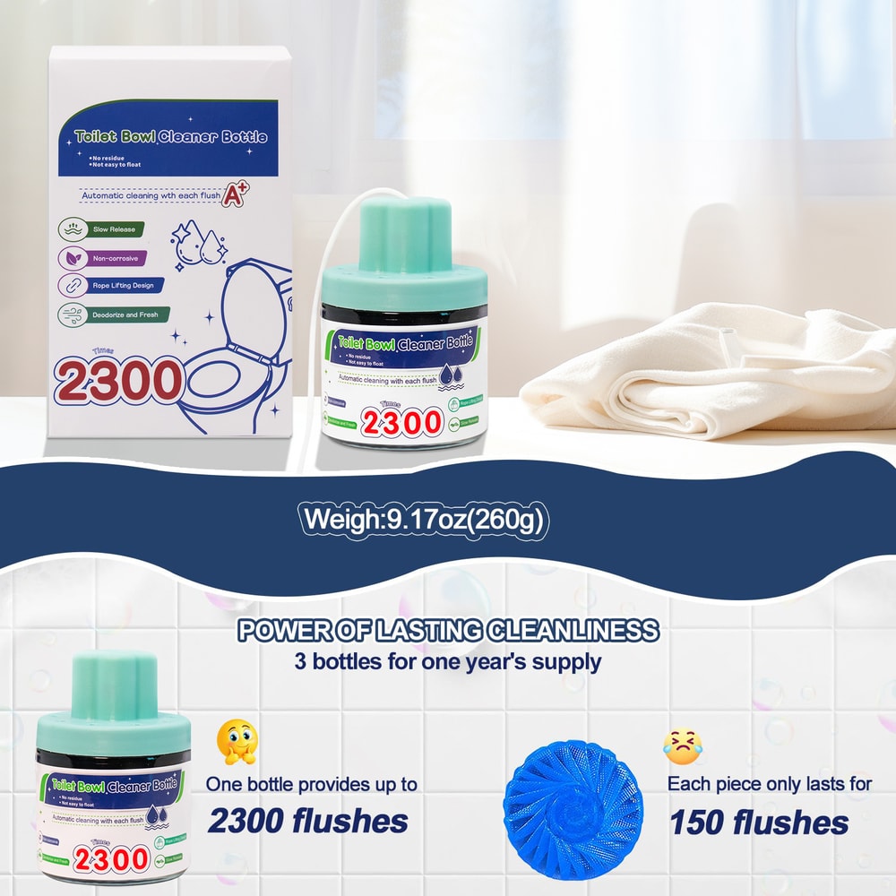FreshFlush Toilet Tank Cleaner Bottle Long Lasting Blue Water Deodorizer 5