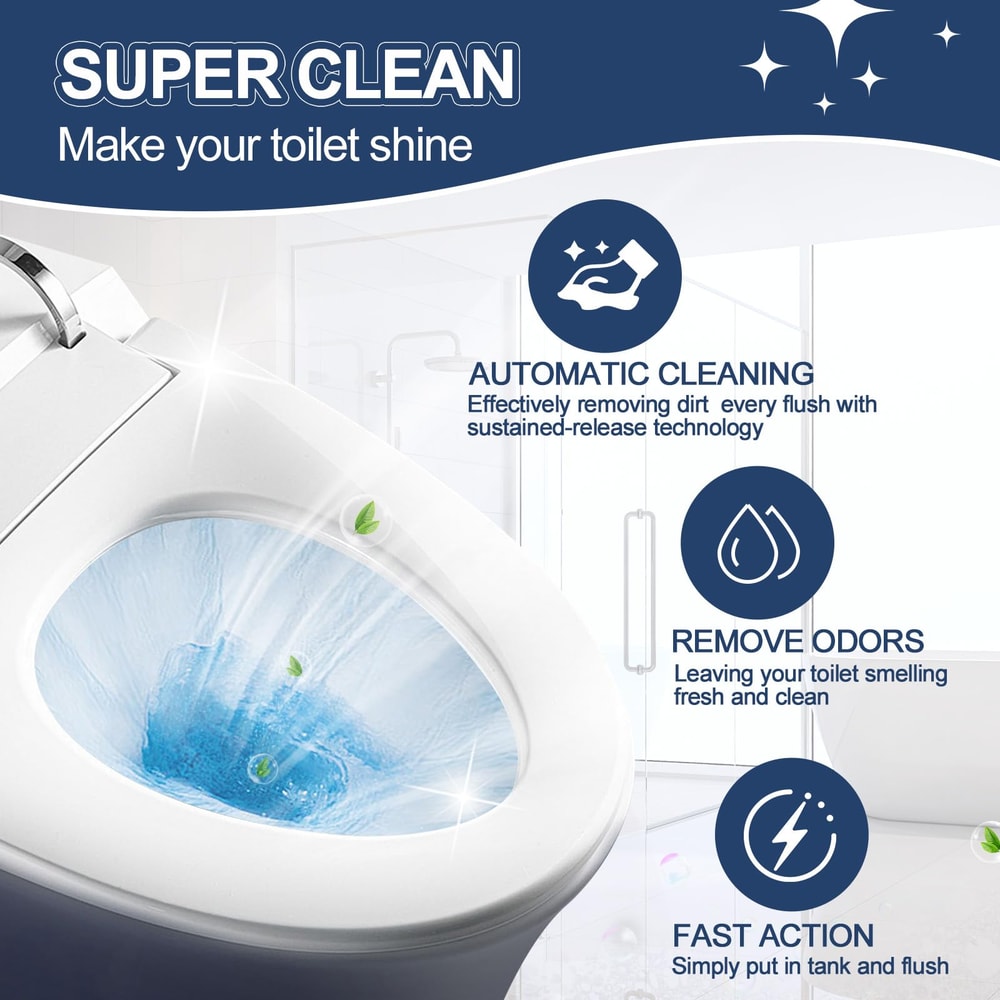 Automatic Blue Toilet Bowl Cleaner Tablets Long Lasting Fresh Septic Safe Cleaning System 1