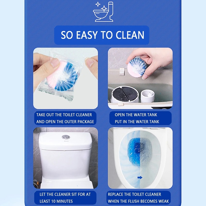Automatic Toilet Cleaner Tablets Continuous Freshness Odor Control Tabs
