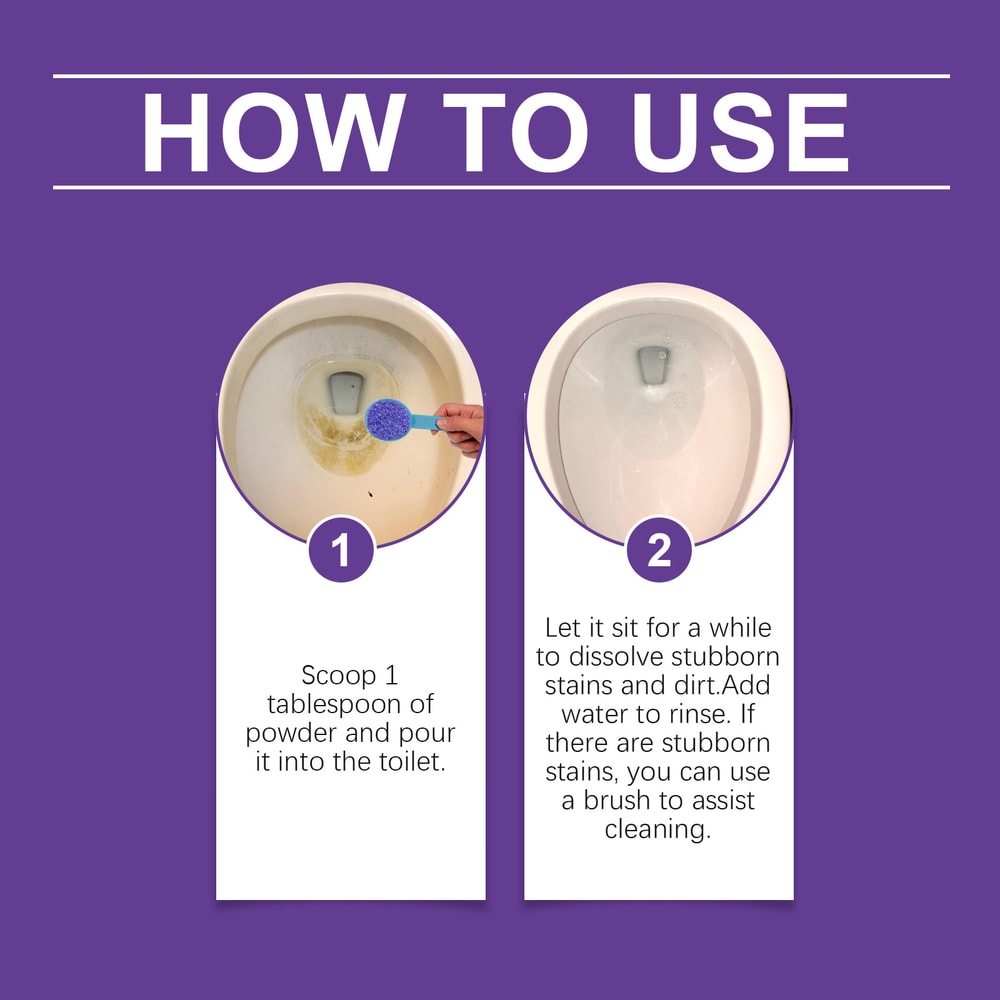 PowerClean Toilet Descaling Powder For Toilet Cleaner Deep Stain Removal Odor Control 5