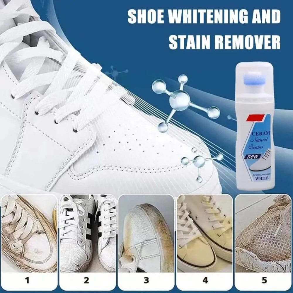Eco Friendly White Shoe Cleaner With Brush Quick Stain Remover For Sneakers 3