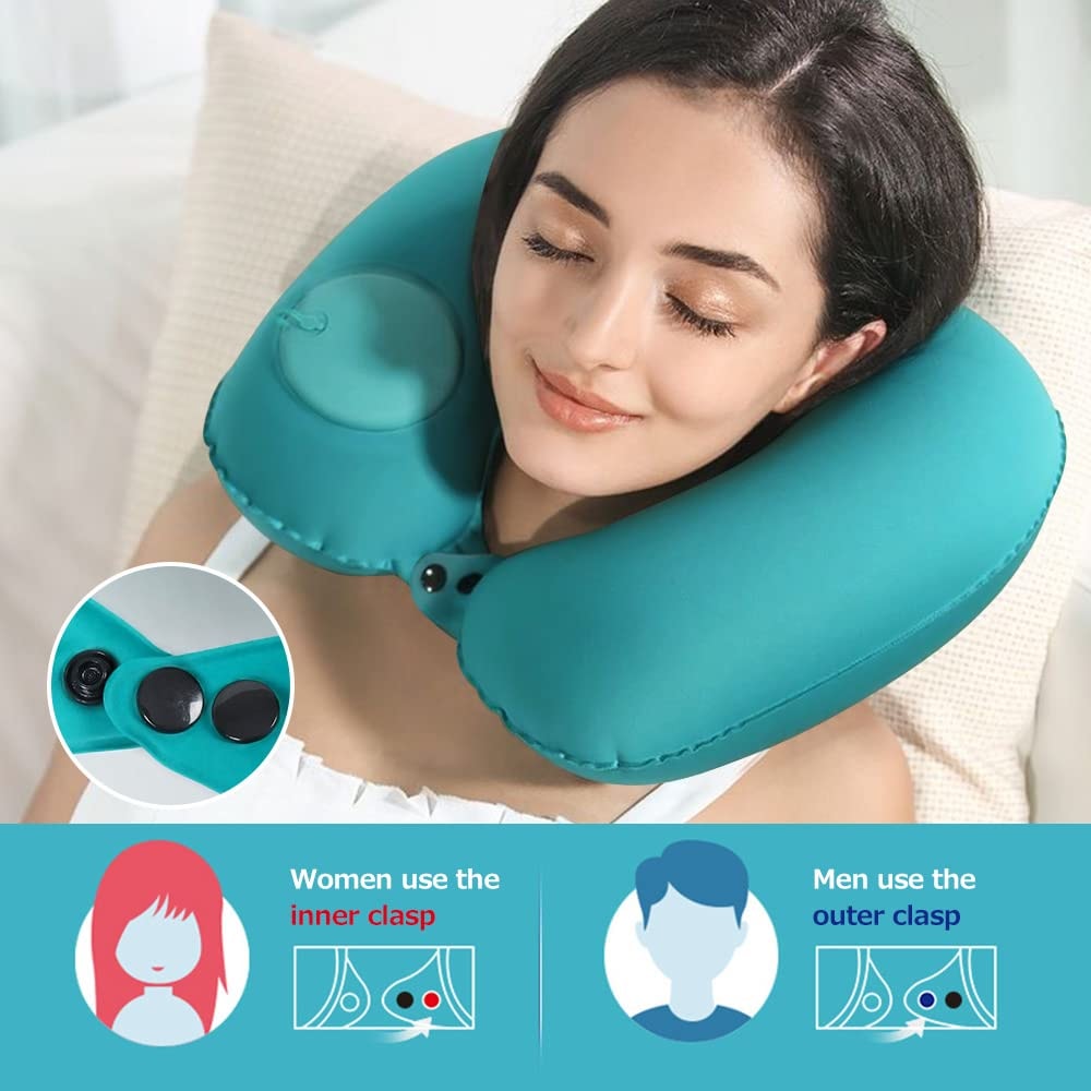 Inflatable Flocking Neck Pillow for Travel & Camping Comfort