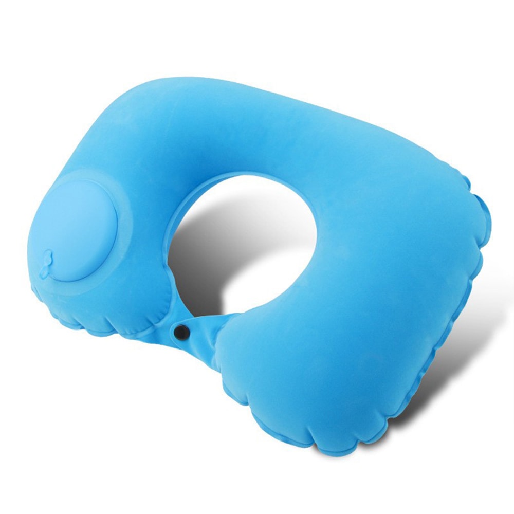 Inflatable Flocking Neck Pillow for Travel & Camping Comfort