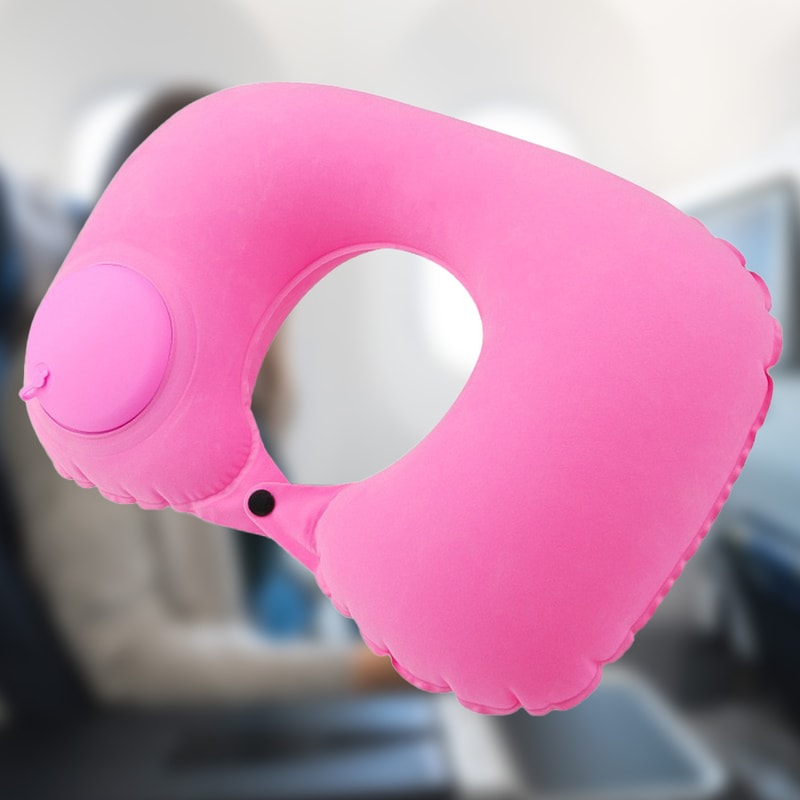 Inflatable Flocking Neck Pillow for Travel & Camping Comfort