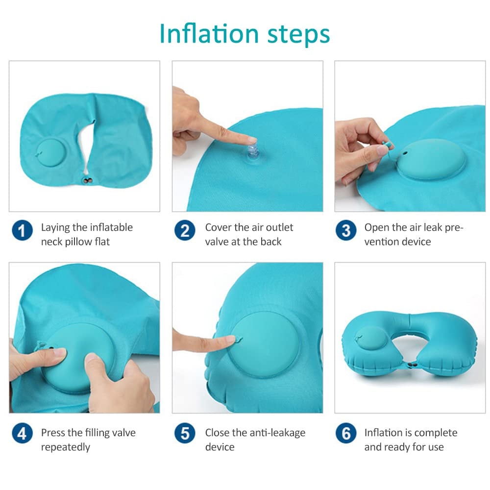 Inflatable Flocking Neck Pillow for Travel & Camping Comfort