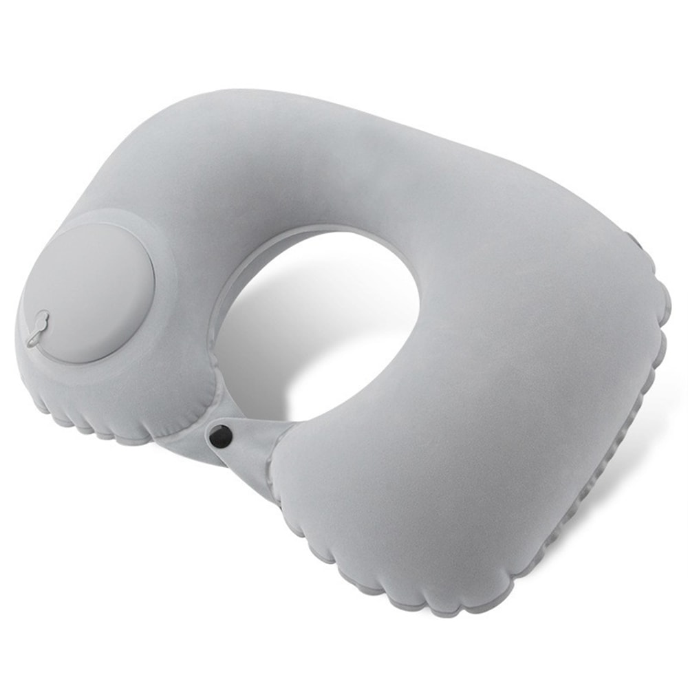 Inflatable Flocking Neck Pillow for Travel & Camping Comfort